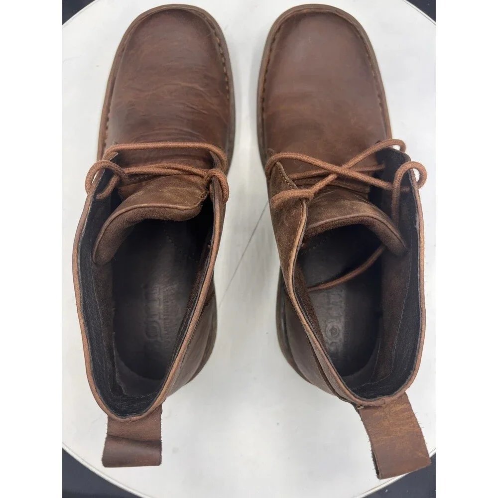 Born Men's Brown Leather Chukka Ankle Boots Lace-Up Round Toe 8M